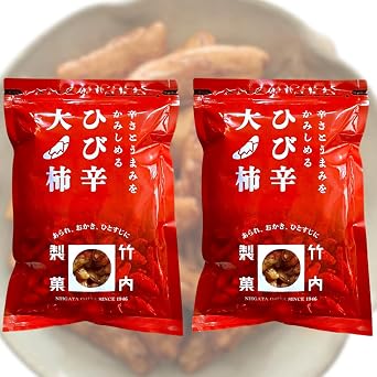 Cracked Persimmon, 6.7 oz 190 g, Set of 2 Bags, Bulk Purchase, Commercial Use, Persimmon Seeds, No Peanuts, Rice Confectionery, Snacks, Sumiki, Sakami, Spicy, Chuck, Large Capacity