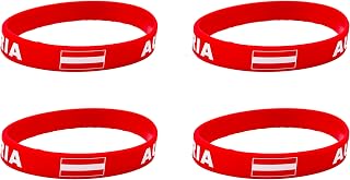 4 Pcs Austria Austrians Country Flag Rubber Bracelets, National Flag Silicone Bracelet, Rubber Wristbands Patriotic Decorations Gift.