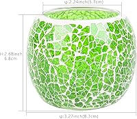 Vista 7 de Rancco Portavelas votivo de vidrio para candelitas, portavelas agrietado de mosaico romántico, lámpara de vela de aromaterapia, cuenco paisaje