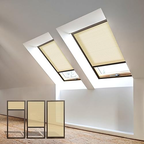 Vista 30 de Skylight Shades Cordless Cellular Blinds 100% Blackout Honeycomb Shade for Ceiling Roof Inclined Plane Room Windows Custom Size Dark Coffee