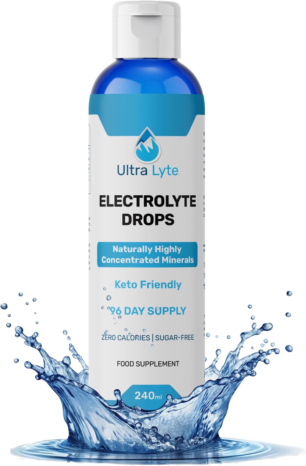 Electrolyte Concentrate - Sugar-free Keto Hydration Drops - Liquid Minerals with Magnesium for Electrolyte Balance Fatigue Reduction Vegan 96 Servings Natural & Highly Concentrated
