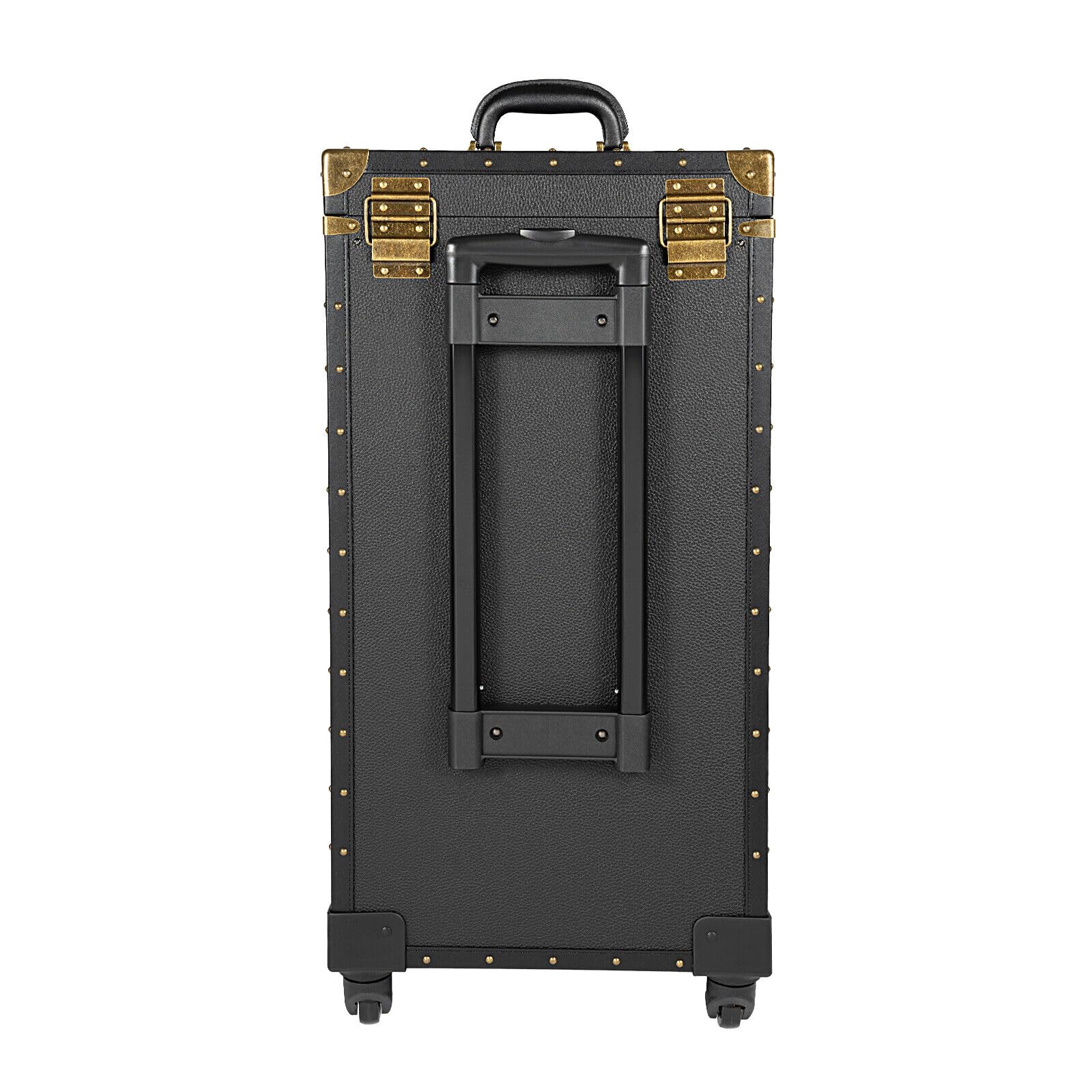 Vintage Trolley Friseur Werkzeugkasten Reisekoffer Arbeitswagen Kosmetik Professionell Salon Rollwagen Kosmetikkoffer Friseurkoffer Schminkkofferdamen Mit Make-Up Koffer Beauty Case 4-Tier Schwarz