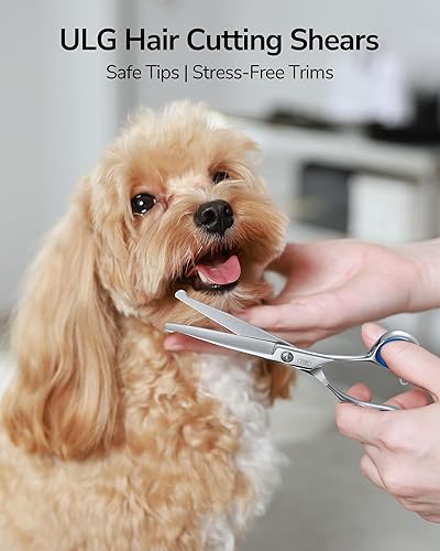 Miniatura 8 de ULG Tijeras de corte de pelo para niños, tijeras de seguridad de punta redonda de 6.5 pulgadas para cortar y recortar el cabello, asas ergonómicas