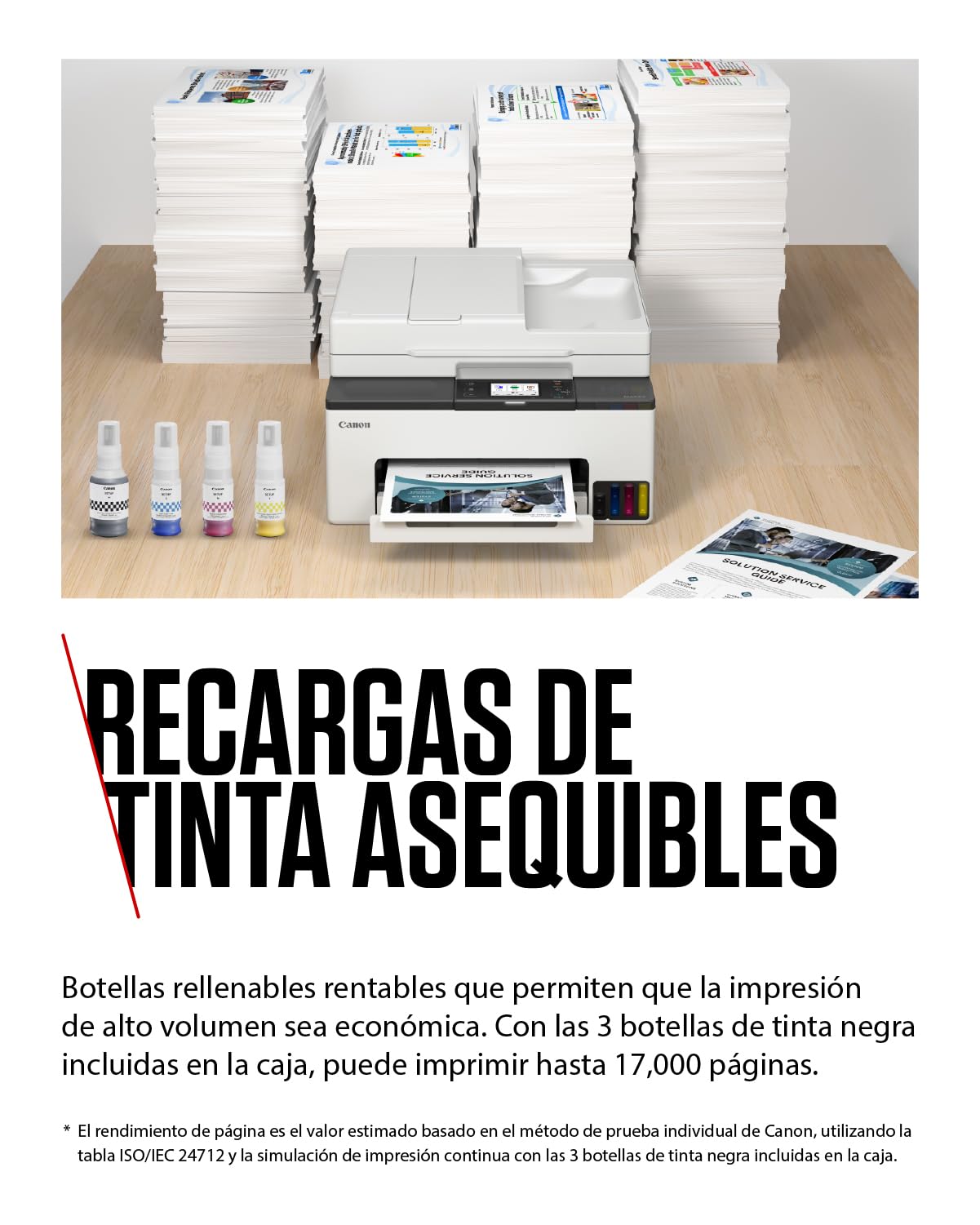 Canon MAXIFY GX2051 – Impresora MegaTank a Color, Copiadora, Escáner y Fax A4 | Hogar y Oficina | Conexión Wi-Fi, Ethernet y USB | Inyección de Tinta | Incluye 6 Botellas de Tinta