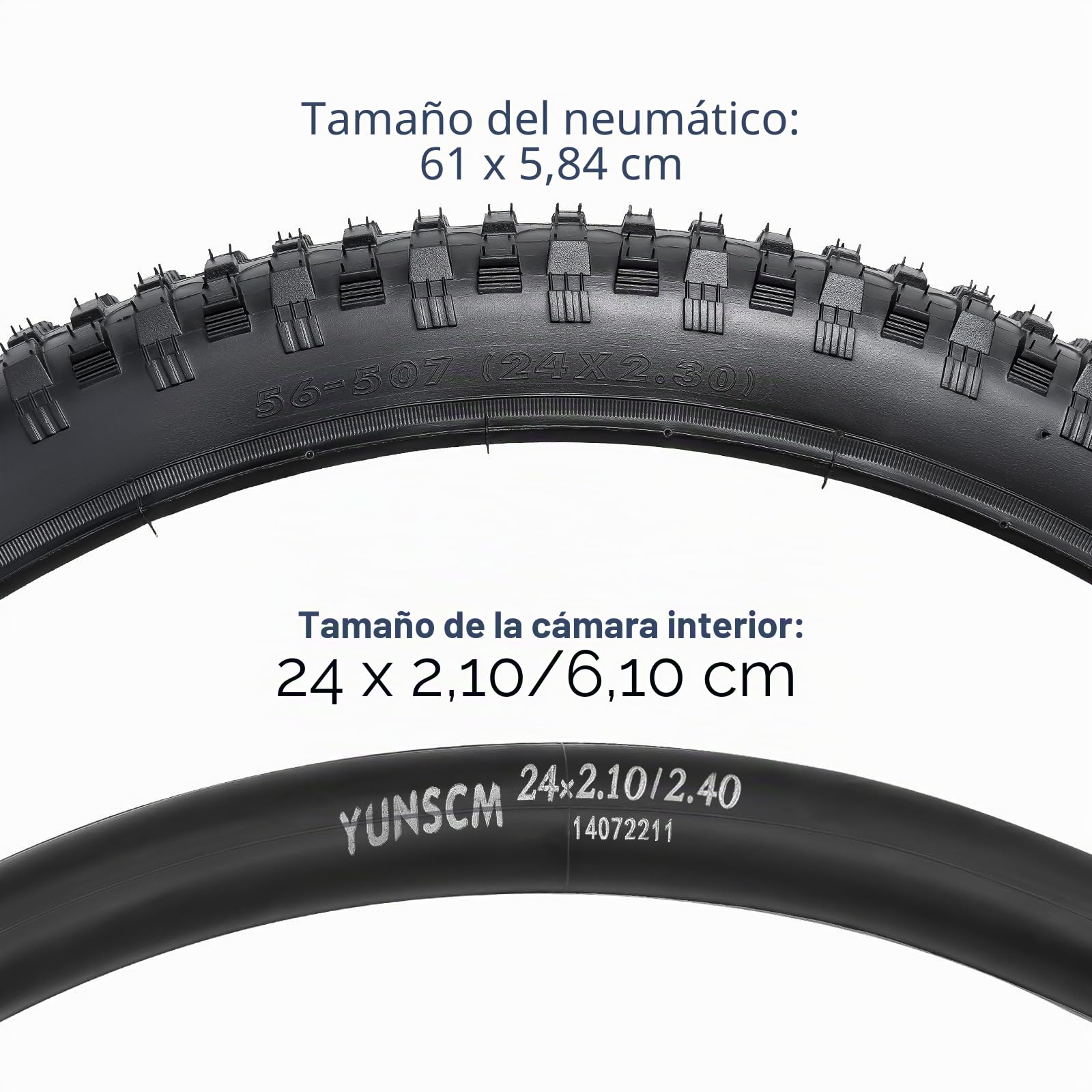 YunSCM 2Pcs Plegable 24 Pulgada Neumáticos 24x2.30 ETRTO 57-507 más 2Pcs 24 Pulgada Cámara de Aire AV32mm Valve Compatible Bike 24x2.30 24x2.35 Neumáticos and Cámara de Aire
