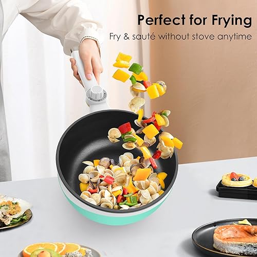 Miniatura 2 de Audecook Olla eléctrica, mini sartén eléctrica portátil antiadherente de 1.7 litros con ajuste de potencia, multicocina de viaje para carne, sopa,