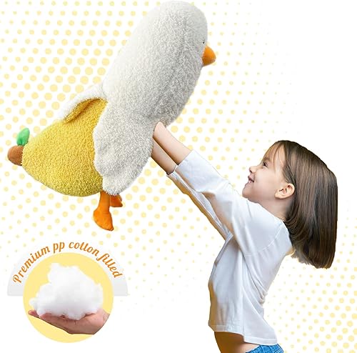 Miniatura 2 de QYA Peluche de pato de plátano de 19.7 pulgadas, lindo animal de peluche, almohada de felpa de pato Kawaii para niñas y niños