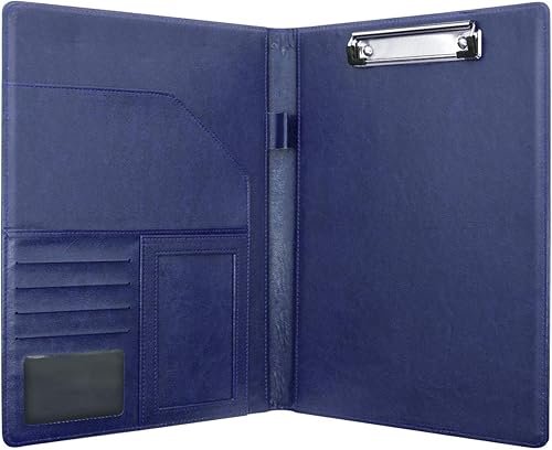 Miniatura 4 de WAVEYU Padfolio - Carpeta portapapeles de piel sintética con cubierta para tamaño carta A4, soporte para bolígrafo, para escuela de negocios,