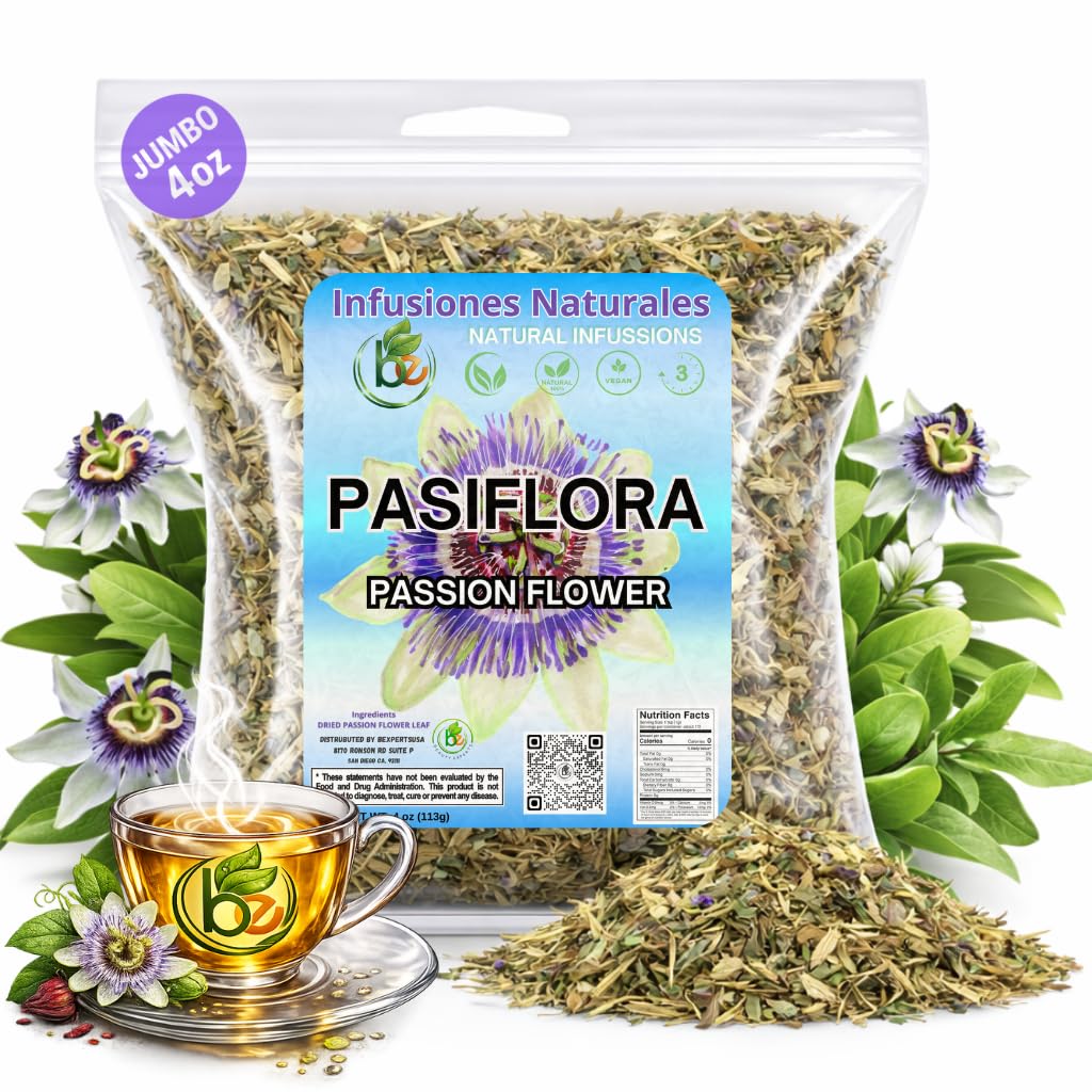 Pasiflora Herbal Tea – 4 oz (113 g) – Passionflower Loose Leaf Blend – Traditional Herbal Infusion – 100% Natural, Wildcrafted, Caffeine-Free, Vegan,