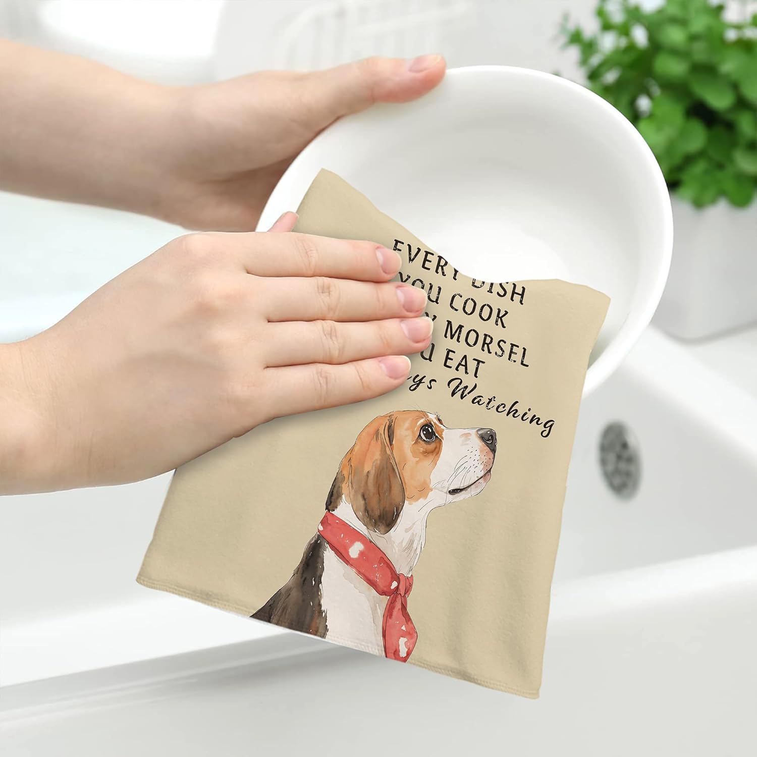 AMM Funny Dog Kitchen Towels Decorative Dish Towels, Dog Mom Gifts for Women Dog Lovers, 16x27 Inch Beagle Dog Dish Cloths Absorbent Soft Microfiber for Kitchen Decor - Image 4