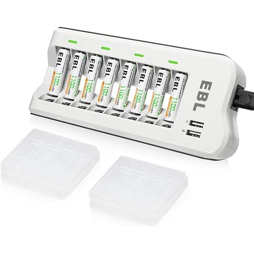 EBL 808U Battery Charger with 8 Counts AAA Battery Rechargeable NiMH 1100mAh