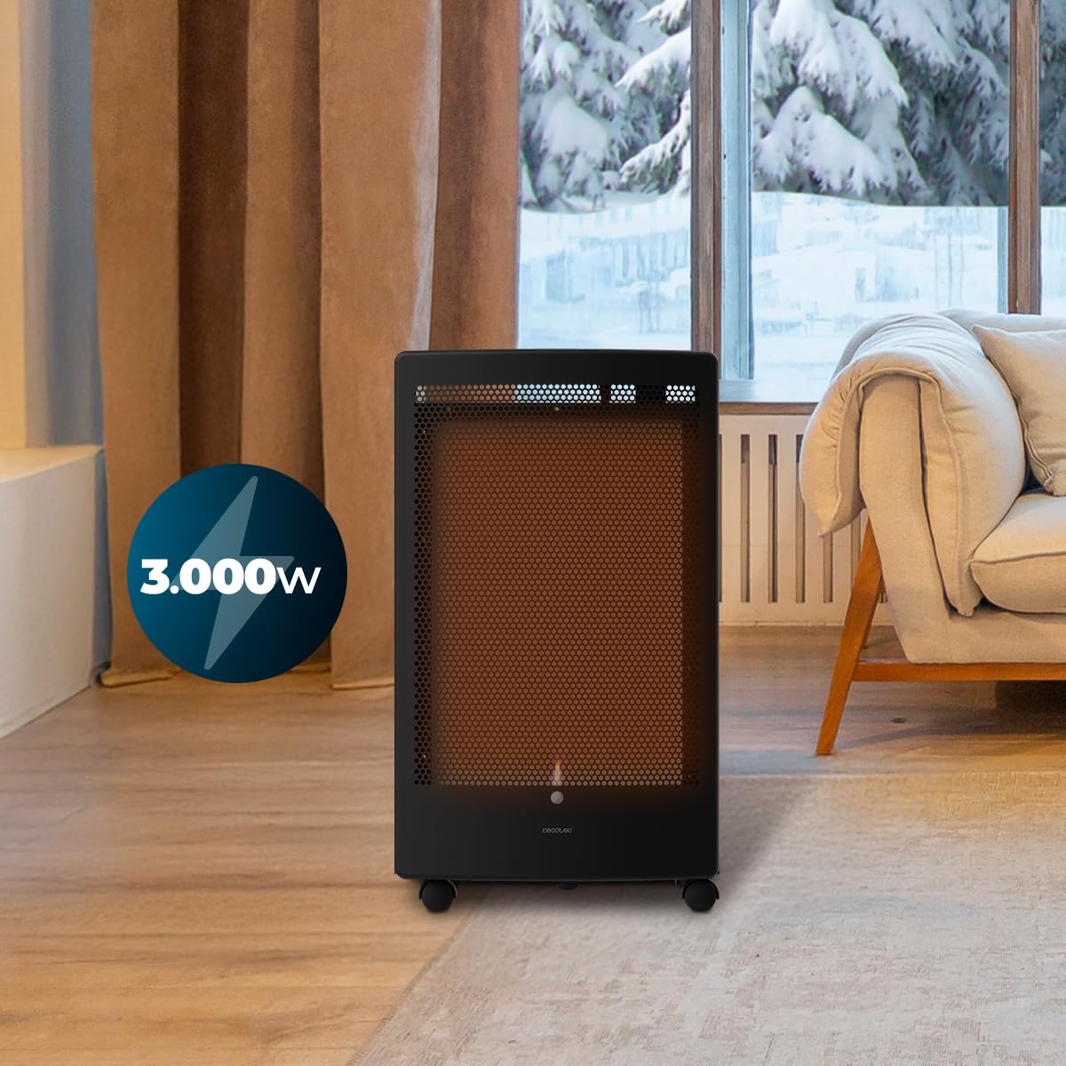 Cecotec Stufa a Gas Readywarm 5300 Catalytic 3000 W di Potenza in 2 Livelli | Tecnología Catalítica, Triplo Sistema Sicurezza, Compatibile con Bombole Gas Capacità 13kg, Maniglie, 4 Ruote, Calore Rapido