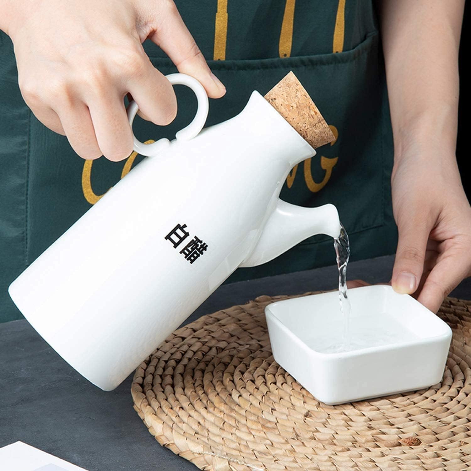 Olive Oil Bottle or Vinegar Bottle Drizzler Olive Oil Dispenser Bottle for Kitchen-Home Essentials Ceramic Oil and Vinegar Dispenser Bottles with Cork Stoppers-