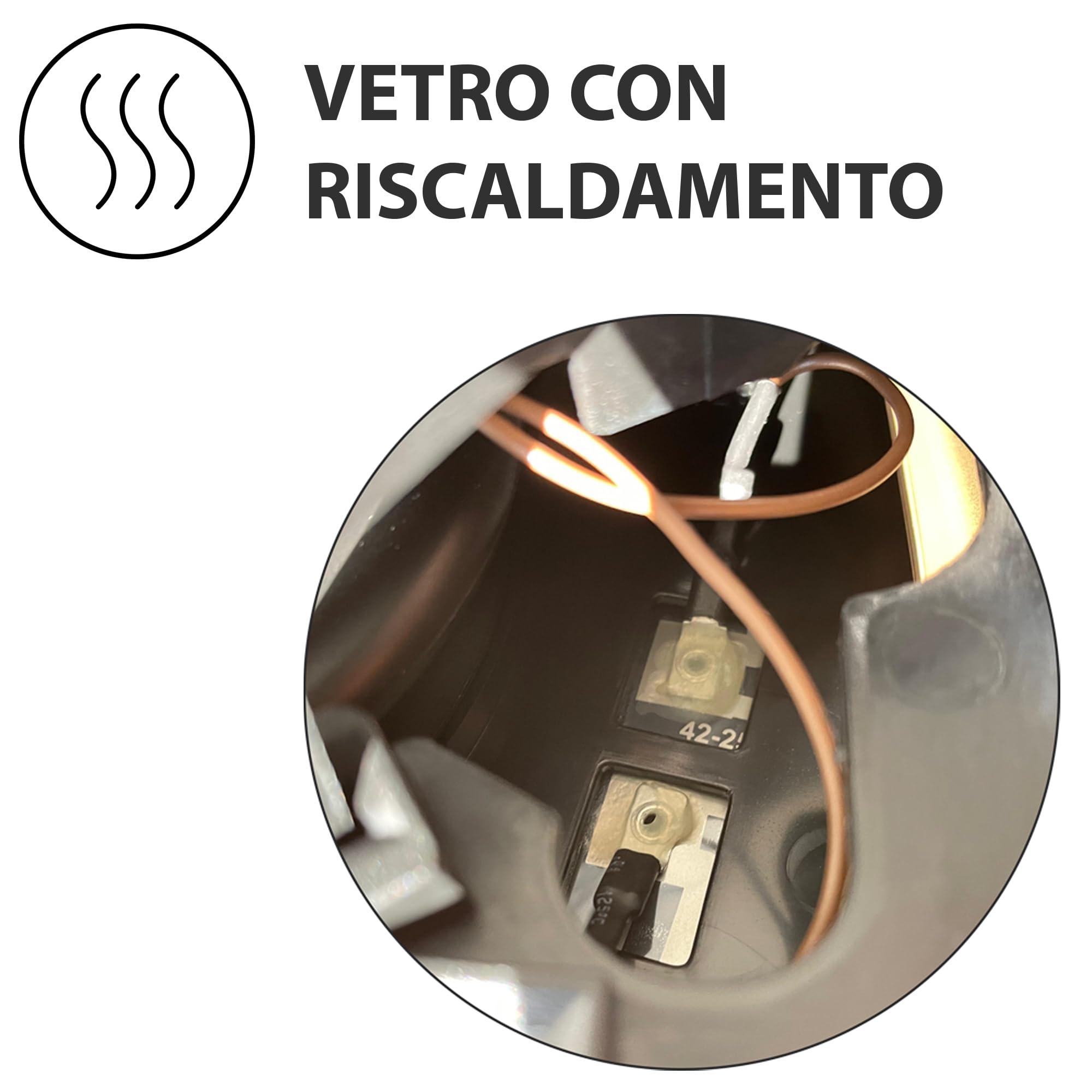 Specchietto laterale destro per FIAT 500L, Regolazione ELETTRICA, Lato Passegero, Vetro Riscaldabile, Con Sensore Temperatura, Oem : 735558566, 735564662