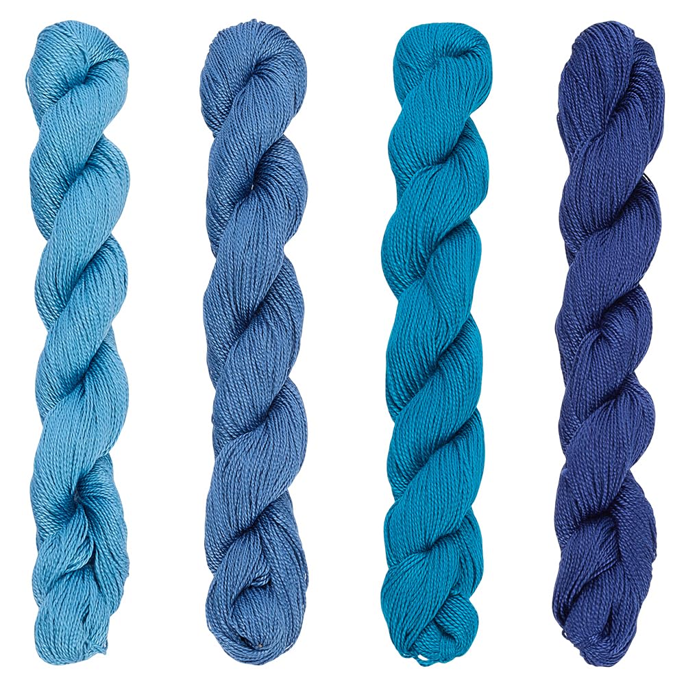FREEBLOSS 4 Pcs Sashiko Thread Sashiko Skein 100M * 4 Colors Pure Cotton Embroidery Thread Japanese Sewing Threads Quilting & Embroidery Kit Supplies, Blue