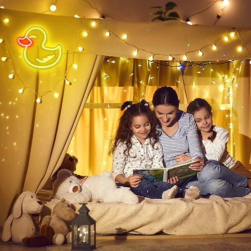 Miniatura 7 de Bonuci Letrero de neón de pato para baño, lámpara de luz nocturna de pato amarillo, regalo para amantes de patos, luz LED, funciona con USB,