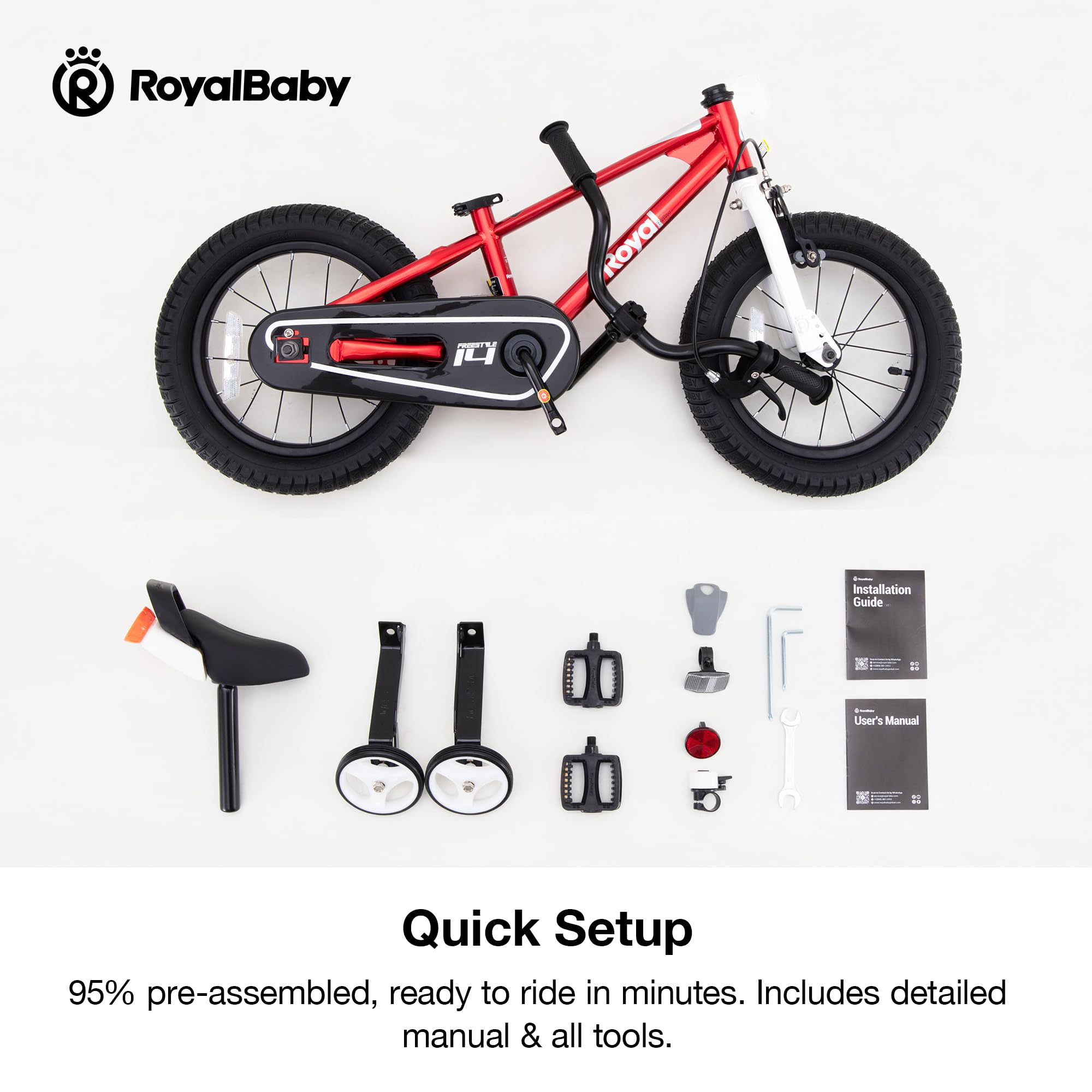 RoyalBaby BMX Freestyle Bicicleta para niños, Ruedas de 12-14-16-18-20 Pulgadas, Seis Colores Disponibles