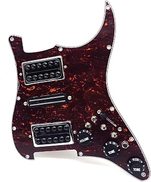 HSH Prewired Loaded Strat Pickguard, Coil Split Humbucker Pickups, Guitar Strat Pick Guard, Guitar Enhanced Output Switch for American/Mexican Fender Stratocaster Style Guitar