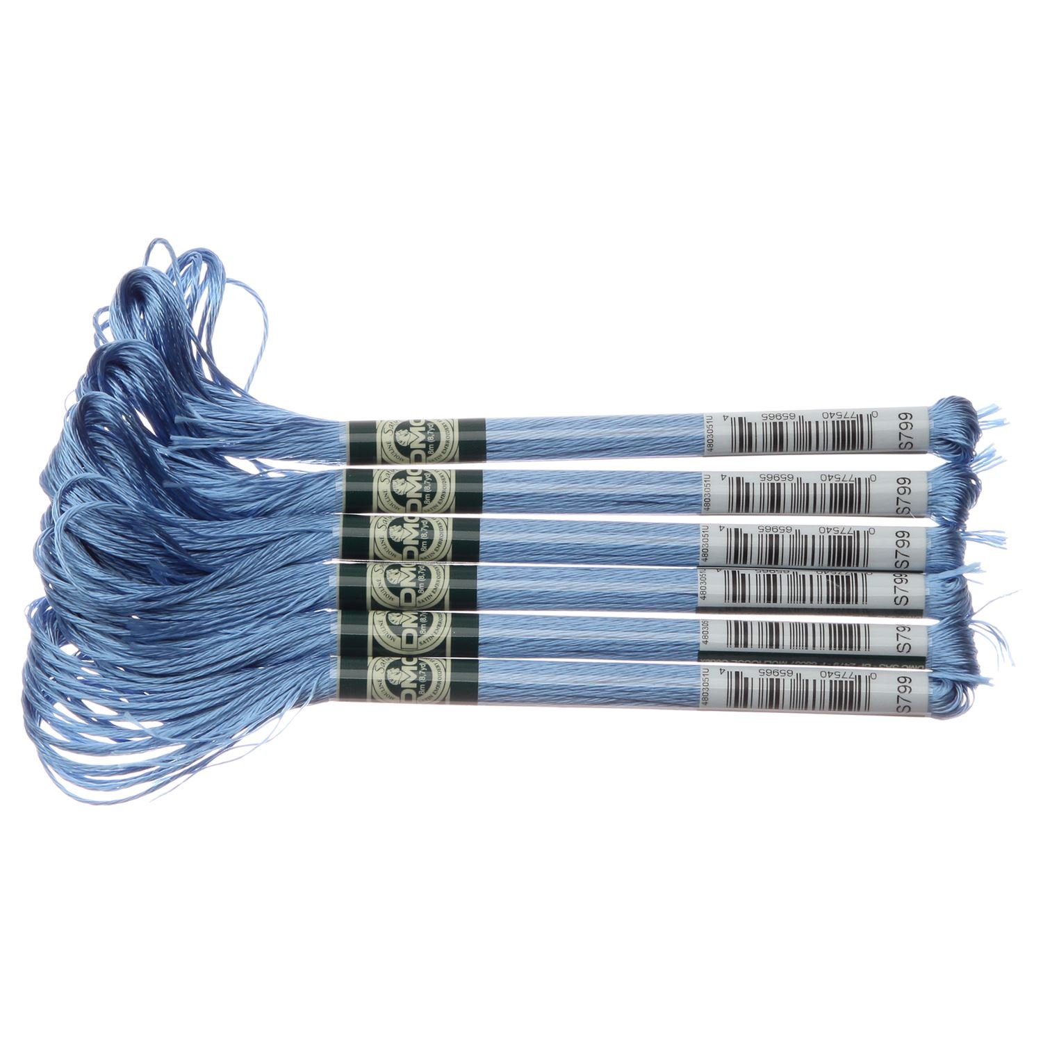Fil à broder S0799 bleu DMC 8 m de coton mouliné satiné pour vos travaux de couture