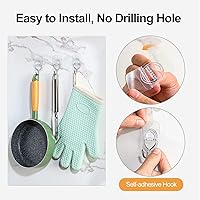 Vista 2 de Ganchos de pared adhesivos para colgar, 6 ganchos de 4.4 libras, ganchos transparentes adhesivos, ganchos de pared de acero inoxidable 201, gancho