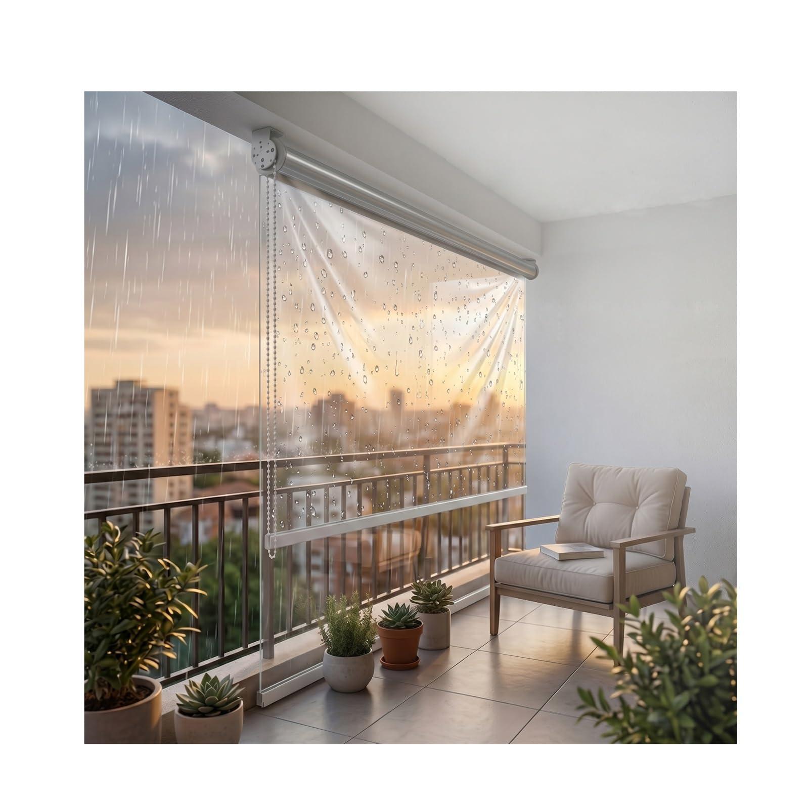 Tapparella impermeabile trasparente, tenda avvolgibile in PVC trasparente,