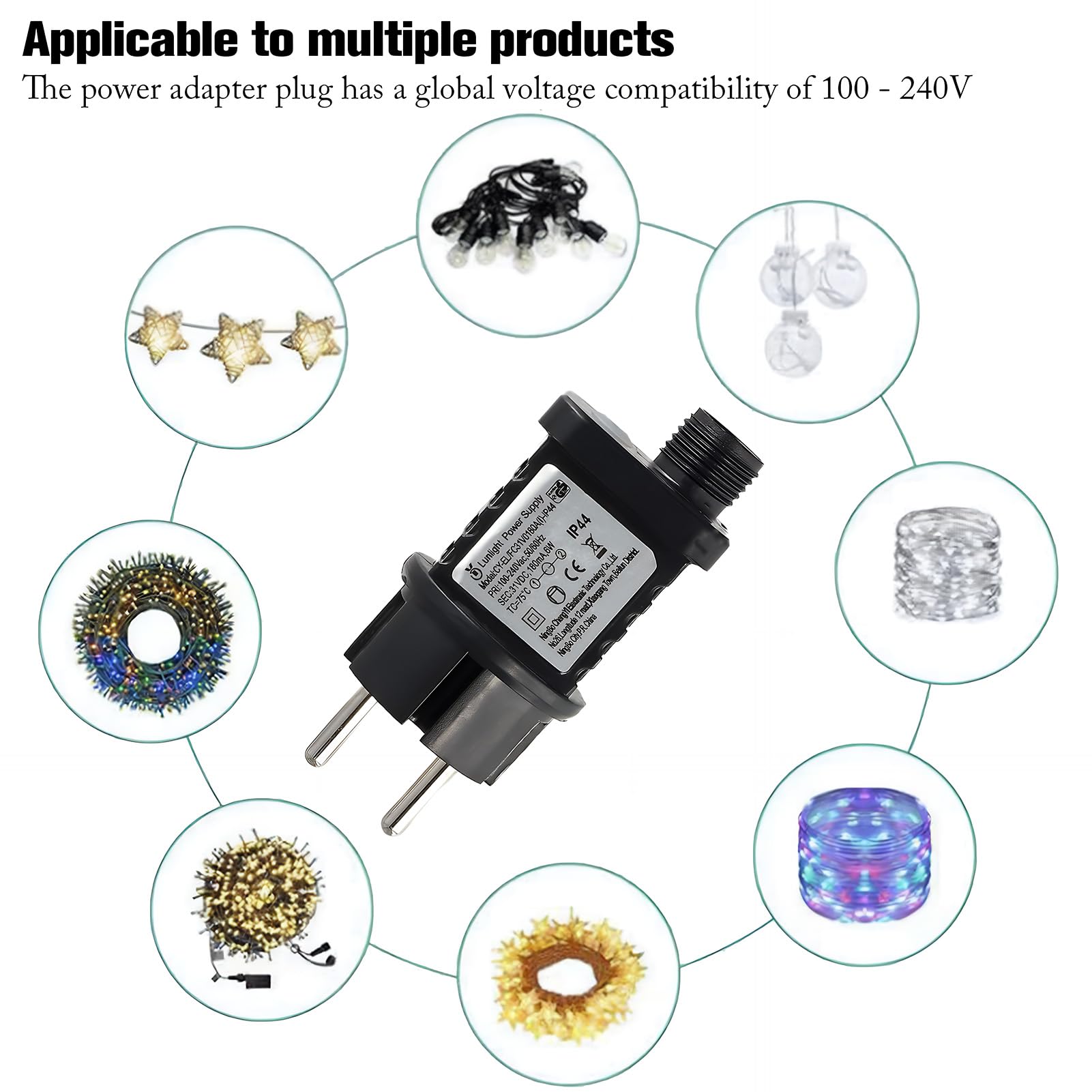 Alimentatore Led 31v Alimentatore Di Rete LED Da 31 V, Adattatore Con Funzione Di Memoria E Trasformatore Per Luci Natale Timer 8 Modalità Ip44