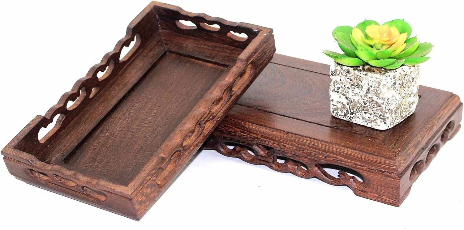 Chinese Handmade Wooden Display Stand Art Antique Carved Home Decor Base Pedestal