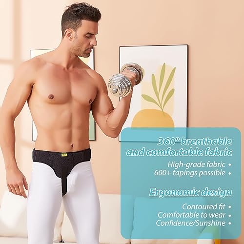 Miniatura 8 de TENB Cinturones de hernia para hombre, cinturón de hernia inguinal, izquierda o derecha para la ingle abdominal, soporte de hernia, protector de