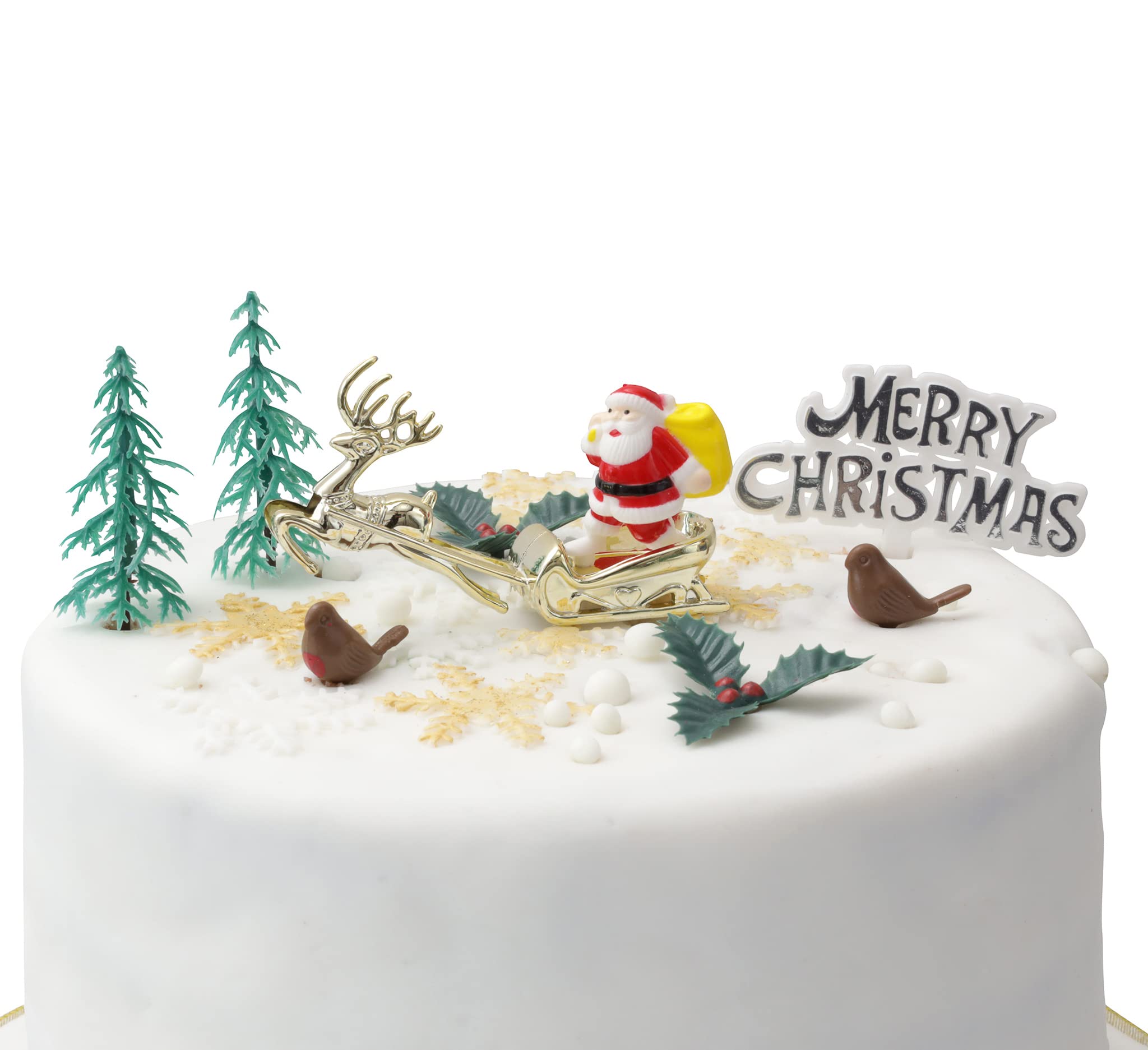 Evelay Cake Toppers Merry Christmas Cake Decoration|6-10Pieces|Cupcake Toppers|Multi Purpose Decoration (9pc Set) — image 1