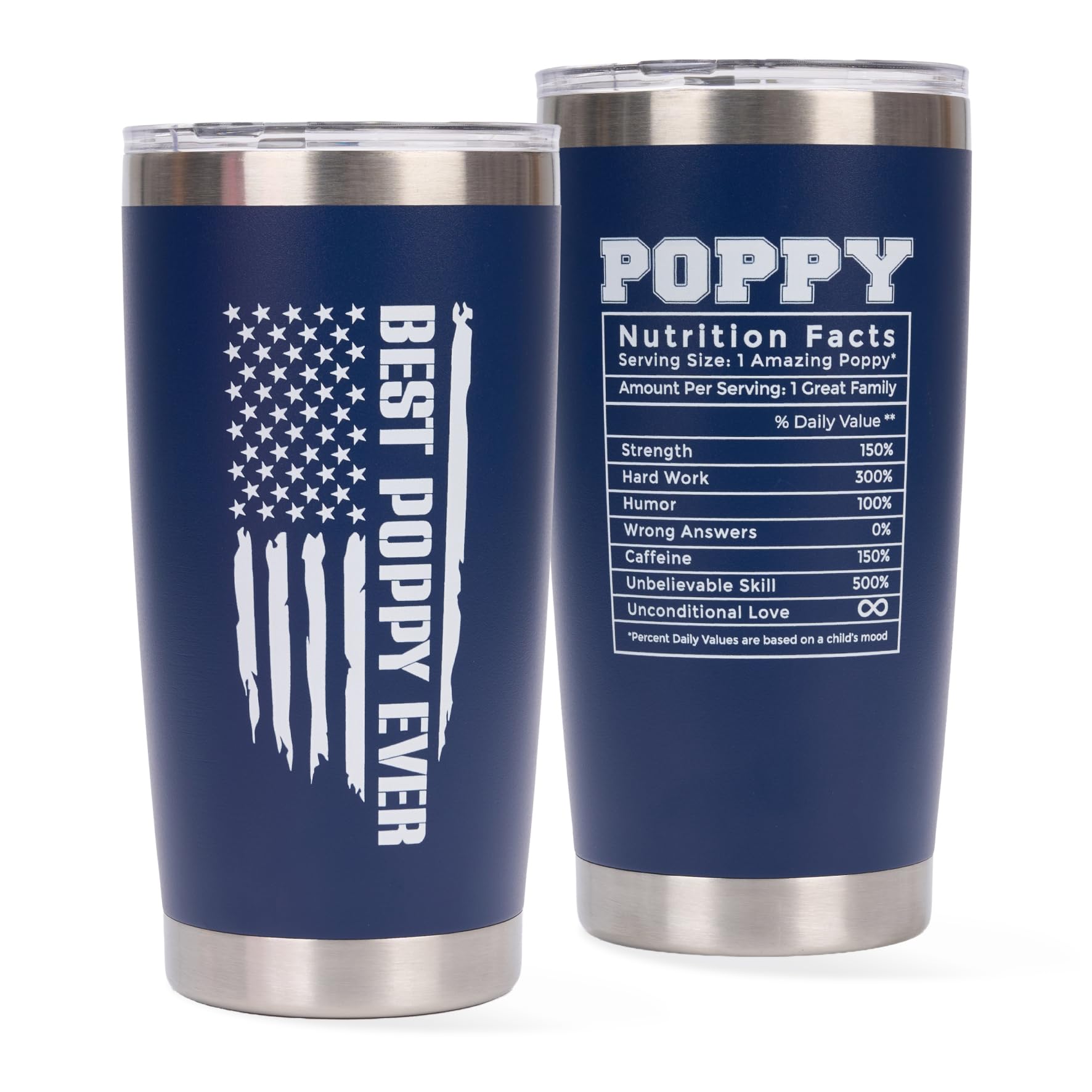 Poppy Gifts - Gift for Poppy from Grandkids - Fathers Day Christmas Birthday Gifts Idea - Tumbler 20Oz Stainless Steel