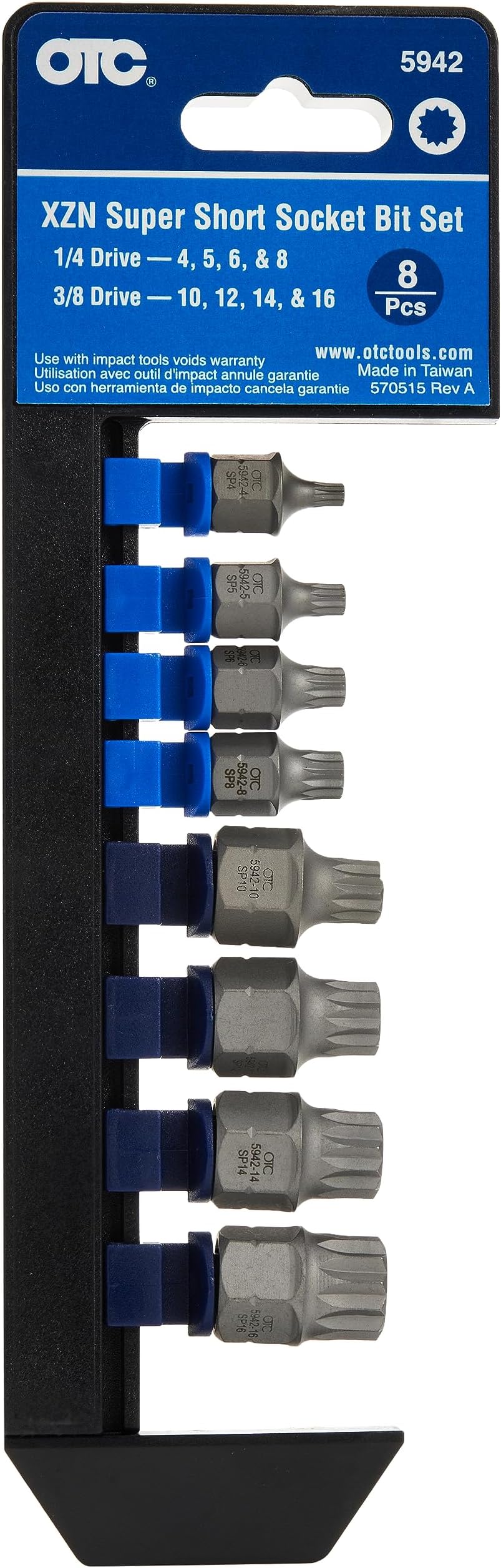 OTC 5942 8-Piece XZN 'Super Short' Socket Bit Set