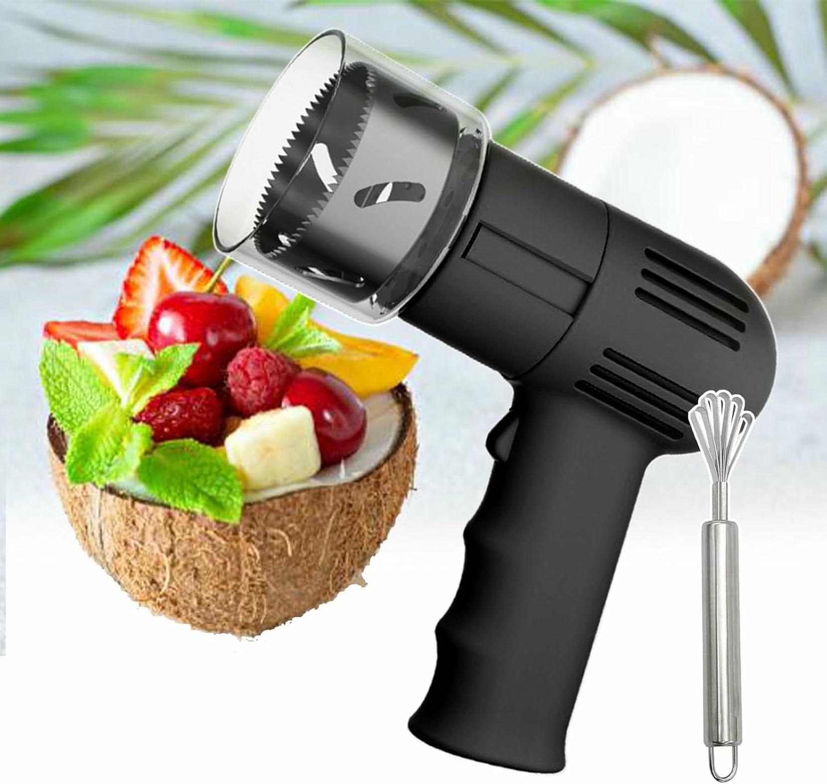 Strumento Apri-cocco Ricaricabile, Macchina Elettrica Senza Fili Per L'apertura Dei Fori Del Cocco, Diametro Del Foro Fino A 6 Cm, Per Noci Di Cocco Mature Per Negozi/bancarelle Di Frutta(Black)
