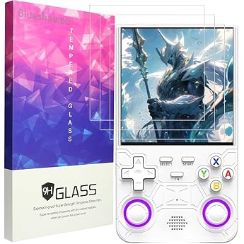 Blueshaweu Screen Protector Compatible with R36 Ultra Handheld Game Console 9H Hardness Tempered Glass Screen Protector [Pack of 3] Compatible with R36 Ultra Retro Handheld Transparency