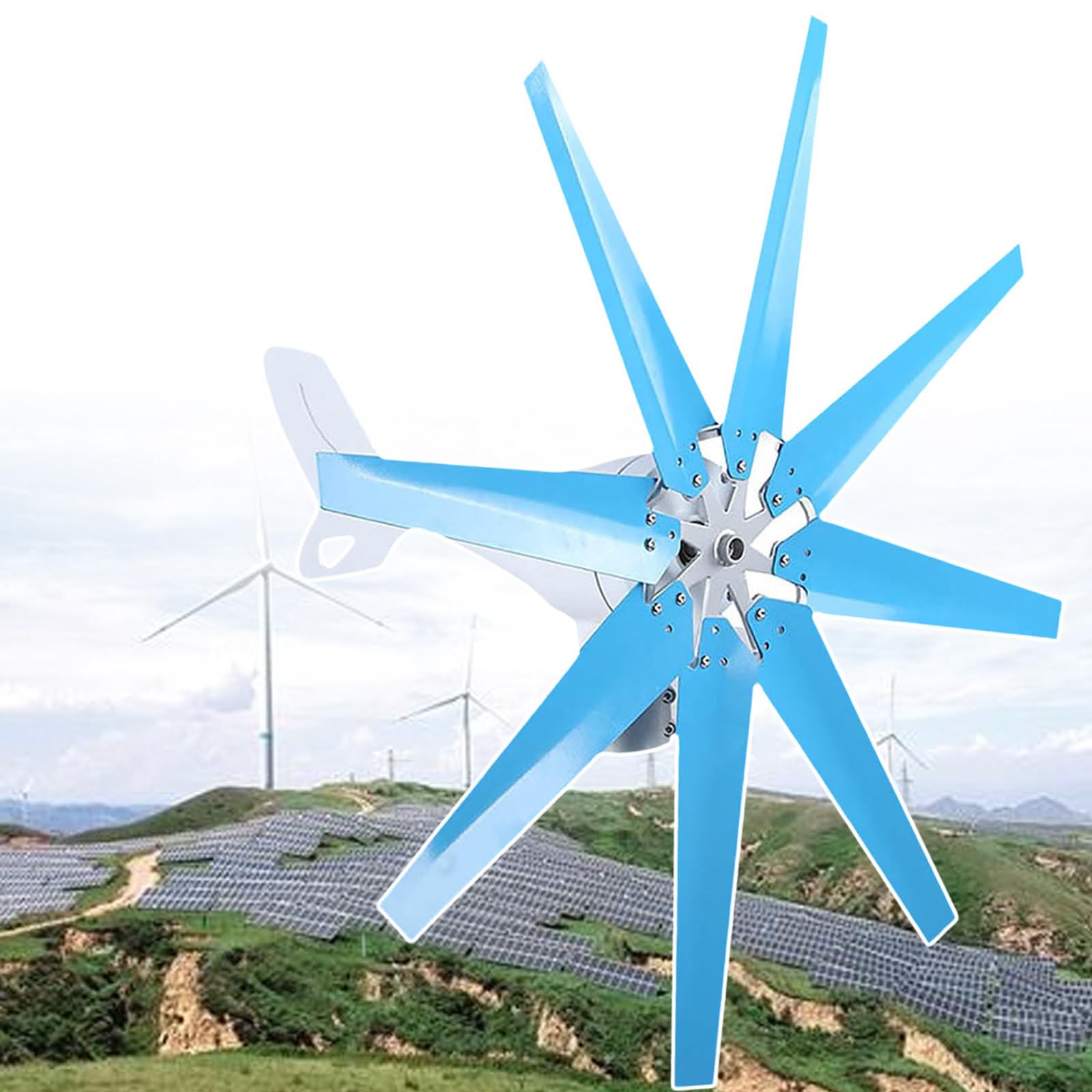 8000W Wind Turbine Generator Kit, Breeze Power Generation Wind Turbines Generator, for Home Use, Weather Stations,Blue-48V