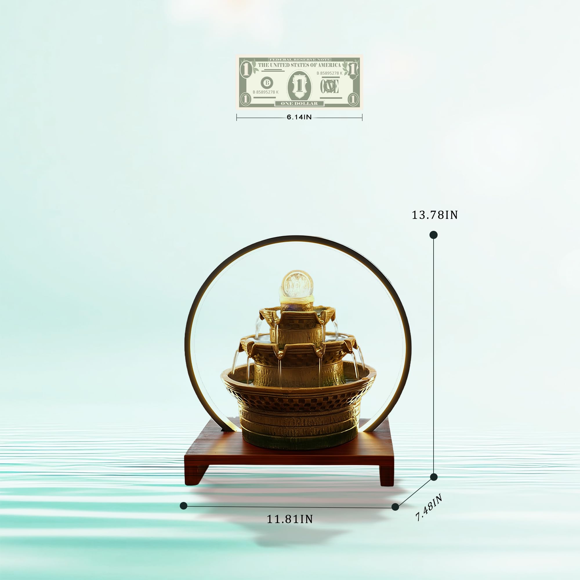 Fuente de Agua de sobremesa para Interiores: decoración Elegante para meditación, Yoga, Estudio y la Hora del té en el hogar y la Oficina.