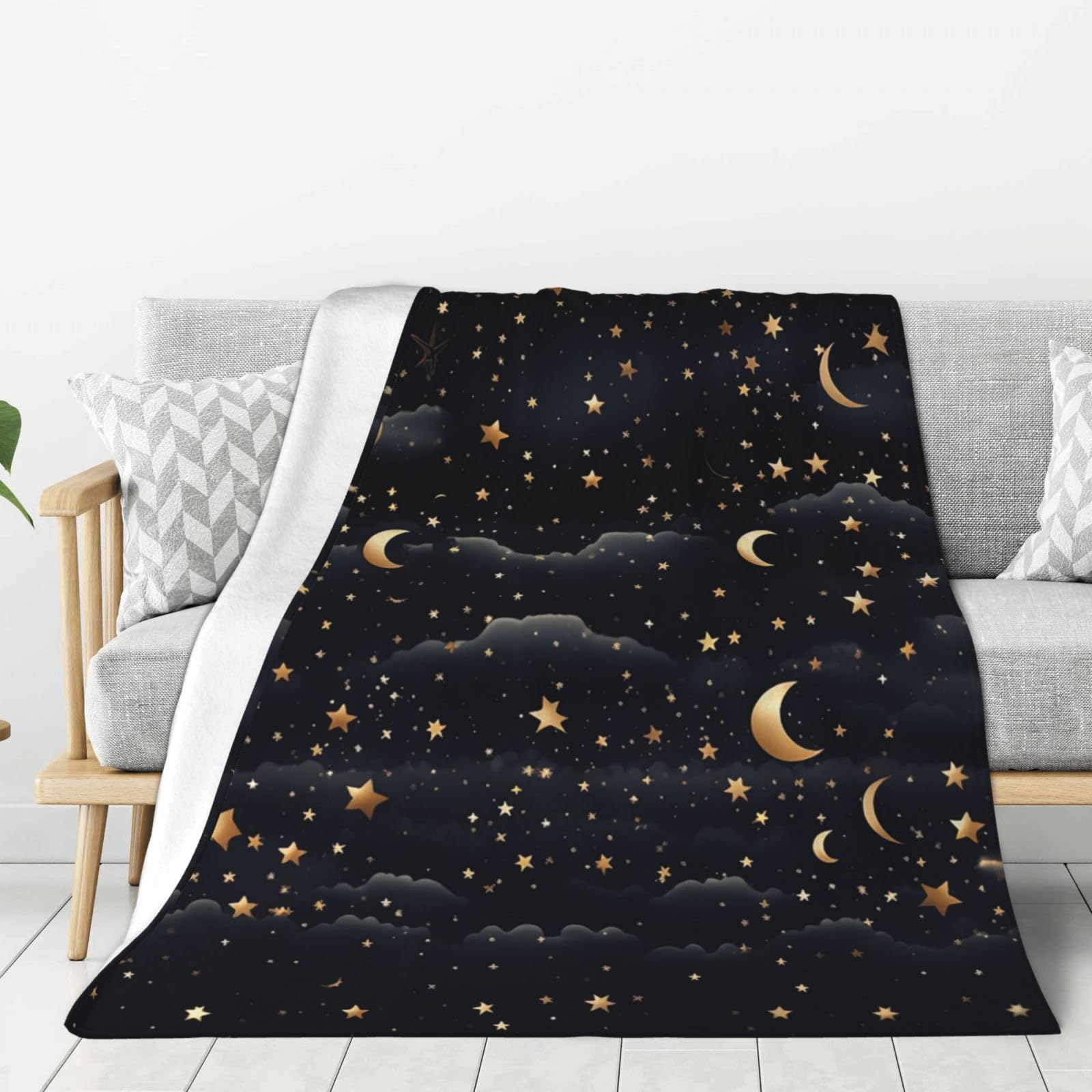 Couverture polaire en flanelle super douce et design lune chic