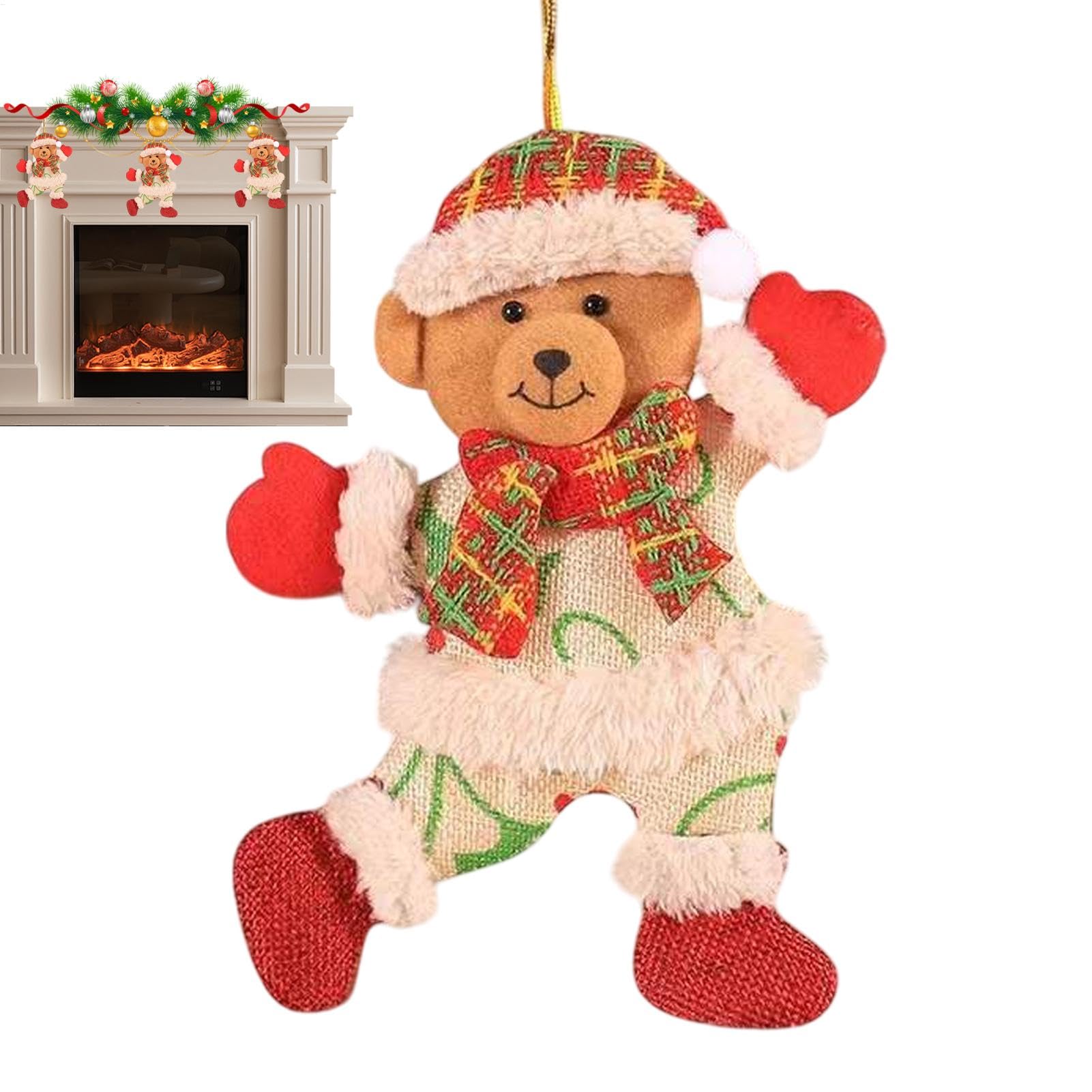 Decoración para árbol de Navidad, colgante de figura de tela para festivales, oso de tela, Papá Noel, muñeco de nieve, muñeco de nieve, alce, decoración de Navidad para árbol, puerta, pared