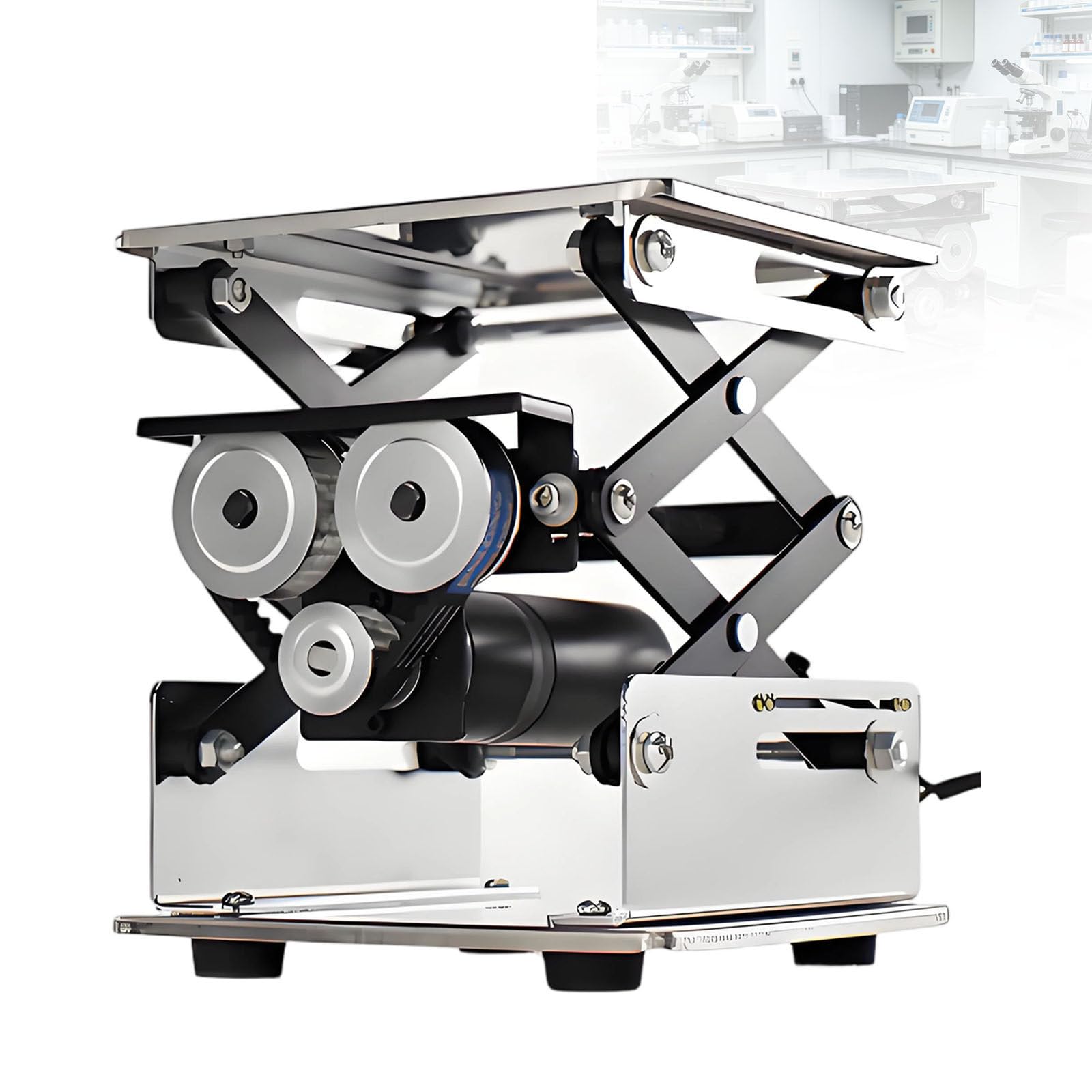 LwiftGal Stainless Steel Electric Lift Platform, Lab Table Lifting Stand, 10kg Load Capacity, Remote Height Adjustable, Suitable for Lab & Industrial Equipment 200 * 200mm