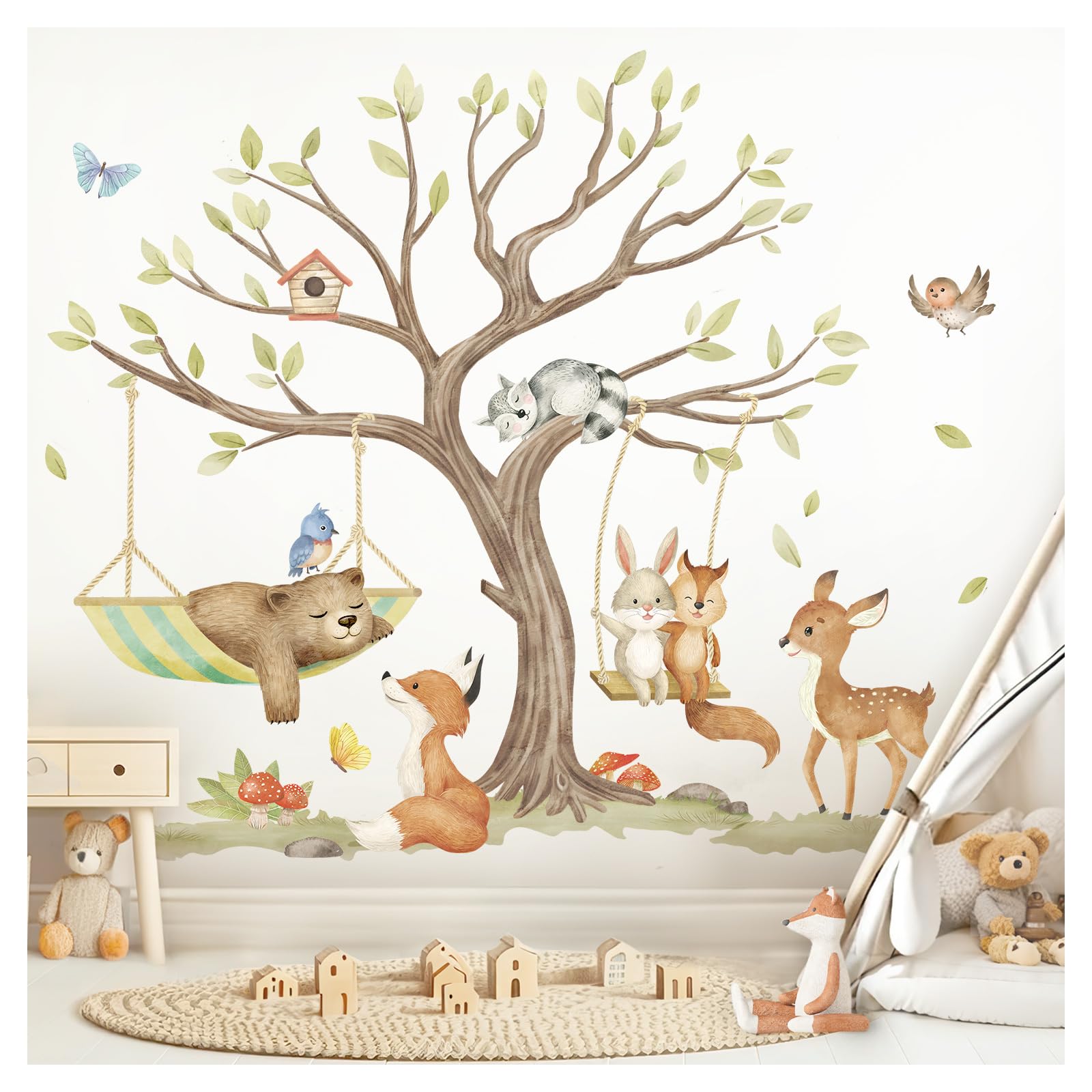 Little Deco DL5073 XXL tatuaż ścienny zwierzęta leśne niedźwiedź lis
