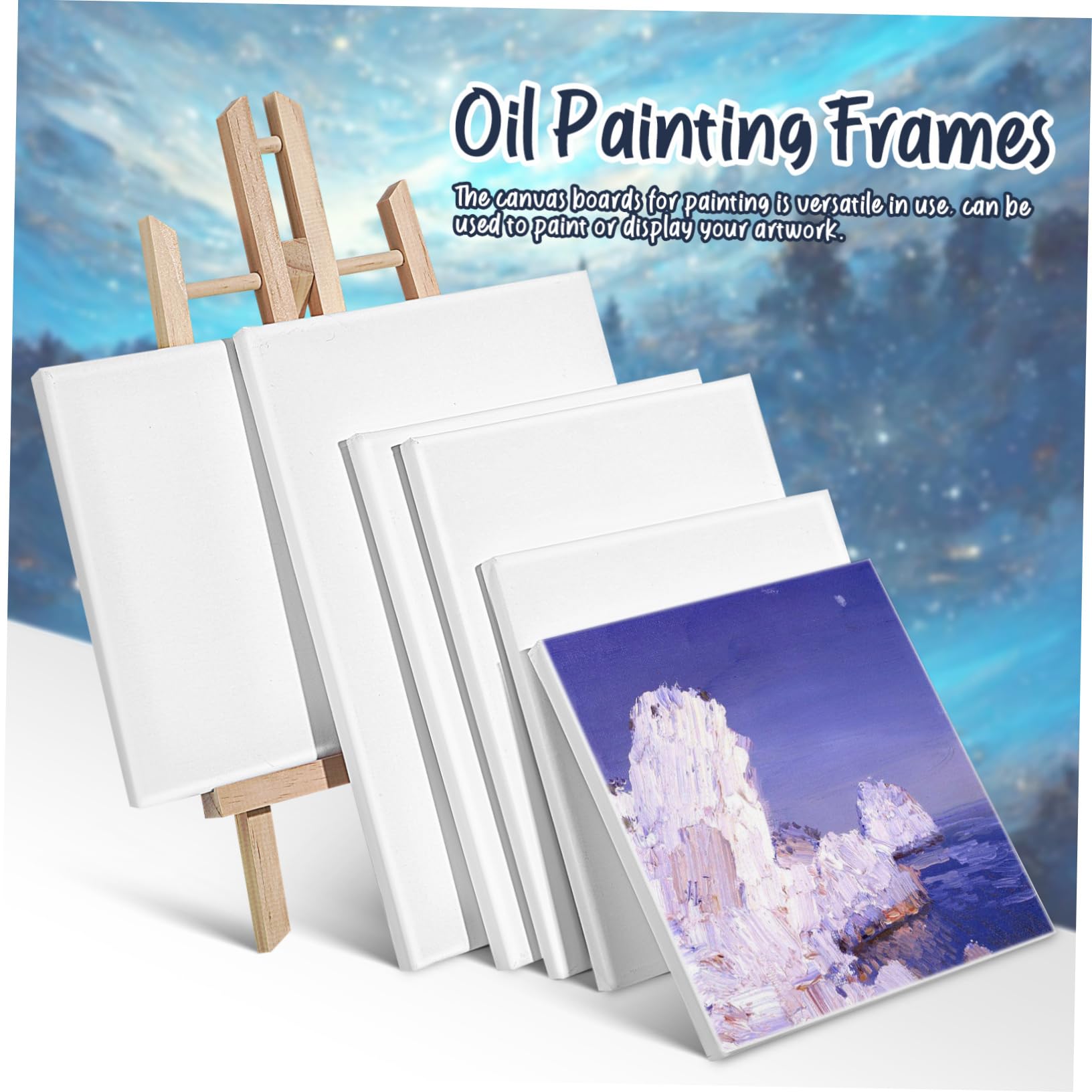 Lienzos para Pintar Cuadrados de Algodón Blanco, 6 Piezas | Paneles para Pintura Acrílica y Otras Técnicas, Superficie Cómoda, Uso Versátil para Suministros de Arte