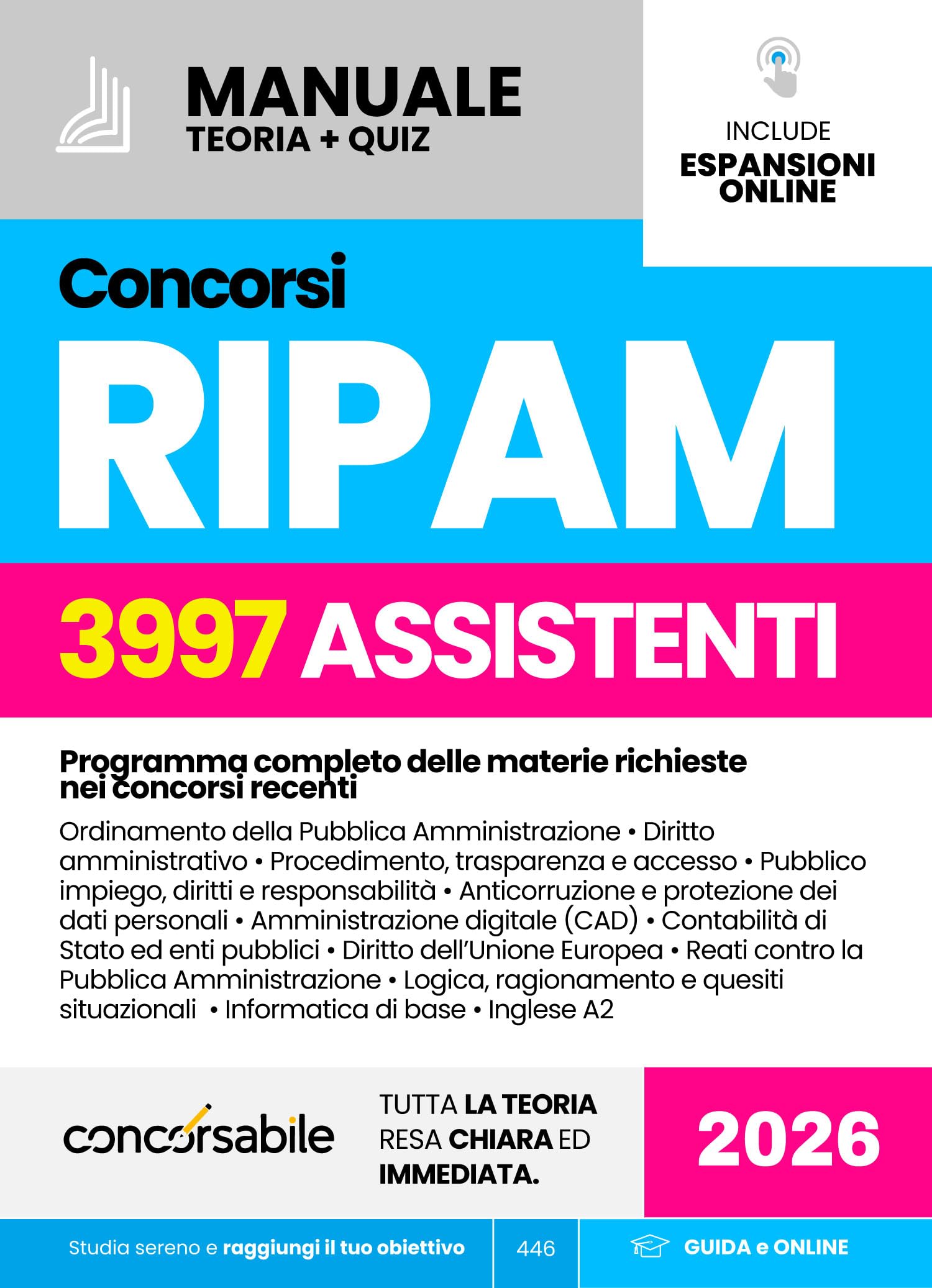 Livre Concorsi RIPAM 3997 Assistenti Amministrativi avec quiz et théorie