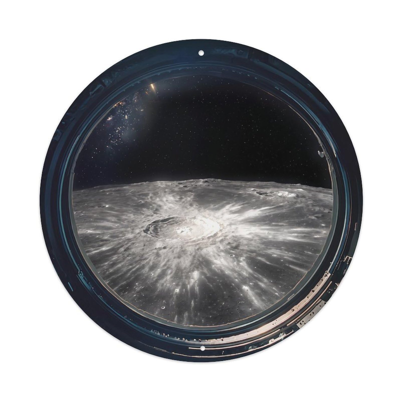 Metal Tin Sign Moon Ray Crater from Space Station Porthole 1