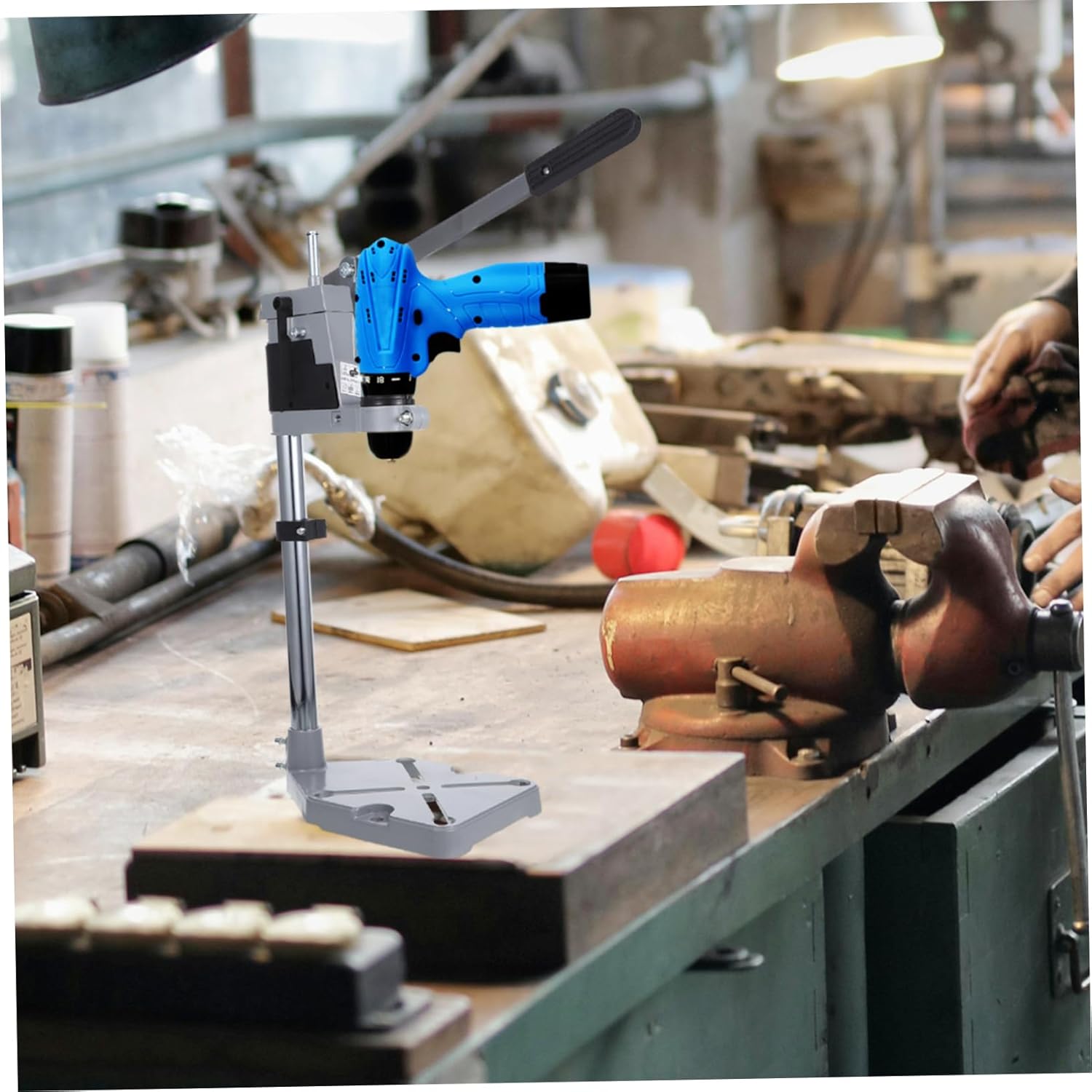 DOITOOL Multifunction Drill Press Stand for Hand Drill Sturdy Cast Base Support and Repair Tasks