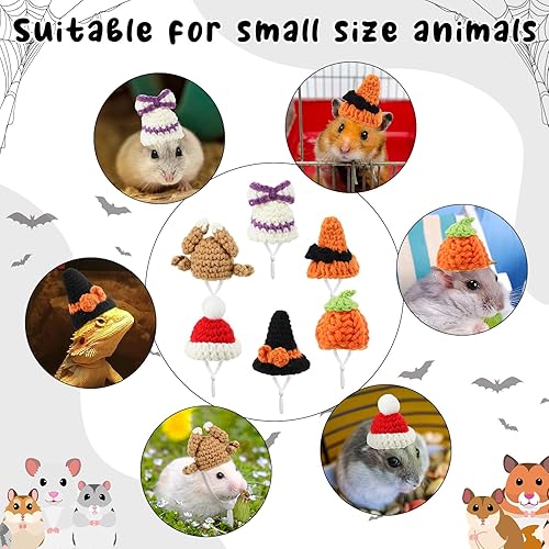 Miniatura 3 de Kajaia 10 sombreros de hámster de animales pequeños, pequeños sombreros de punto a mano para serpientes, mascotas, dragón barbudo, conejillo de