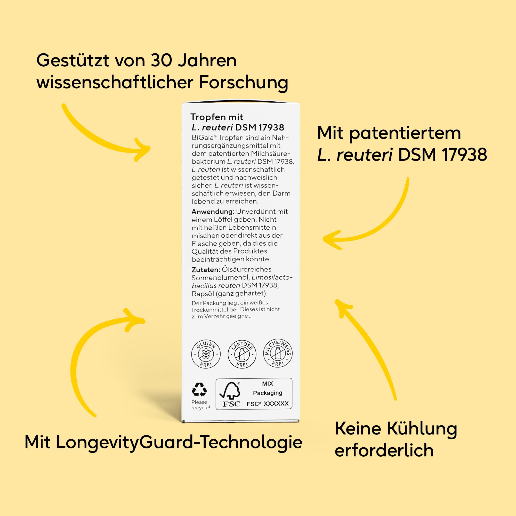 BiGaia Tropfen 10 ml | Nahrungsergänzungsmittel für Babys und Kleinkinder | Mit patentierten Milchsäurebakterien Lactobacillus reuteri/L. reuteri | Wissenschaftlich getestet