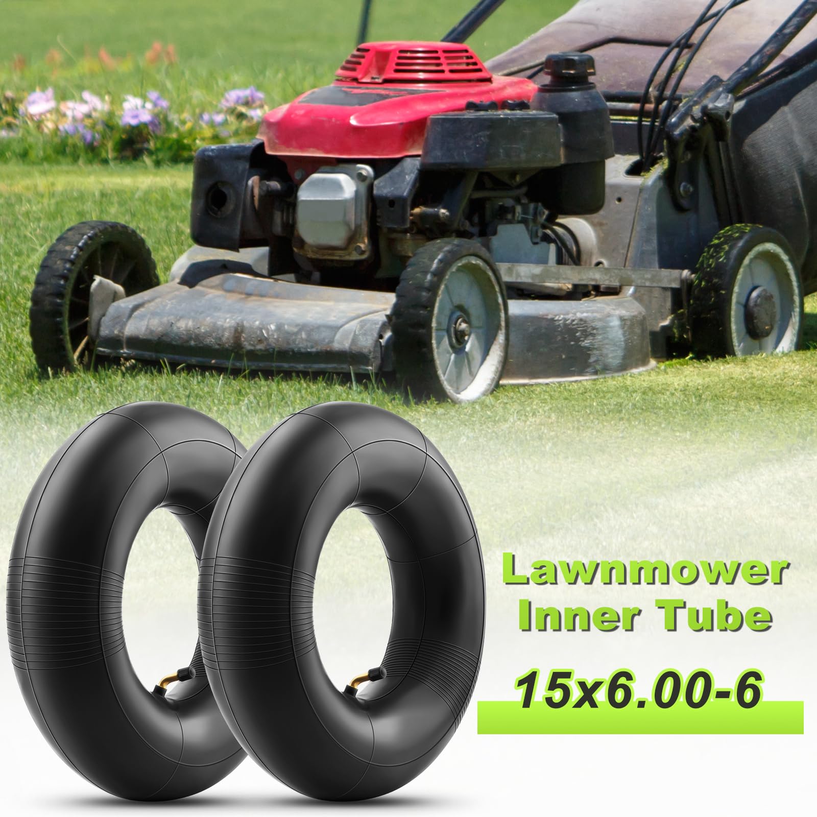 15x6.00-6 Schlauch, Rasentraktor Reifen mit Winkelventil, Dicker Ersatzschlauch für Rasenmäher, Hoftraktoren, ATVs, Schubkarren, Go-Karts, Golfwagen, Gartenanhängern, Rasentraktor