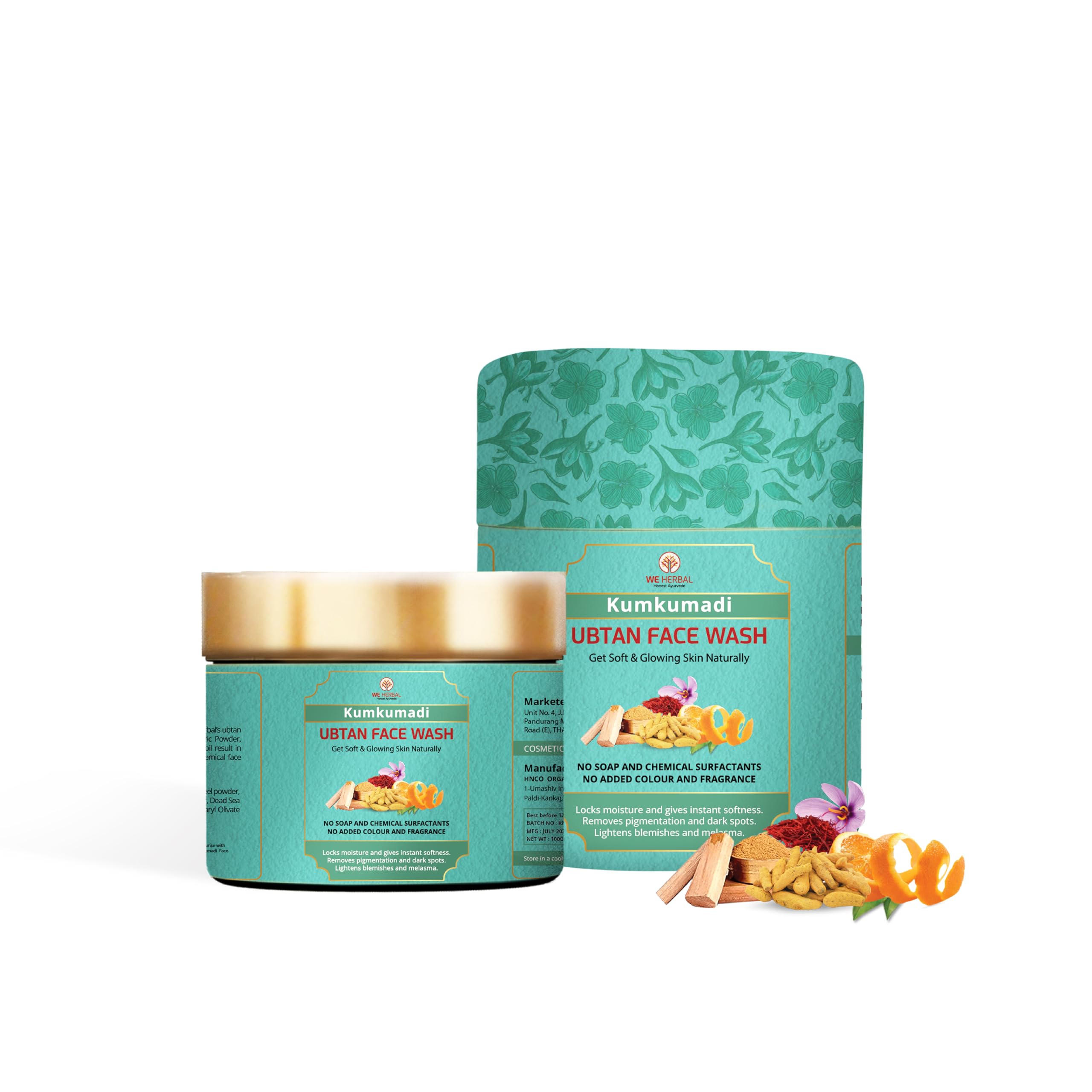 Kumkumadi Ubtan Face Wash | Kumkumadi Face Wash for All Skin Type with Turmeric & Saffron for Tan removal and Skin brightning, Moistuerising & Nourishing, 100g