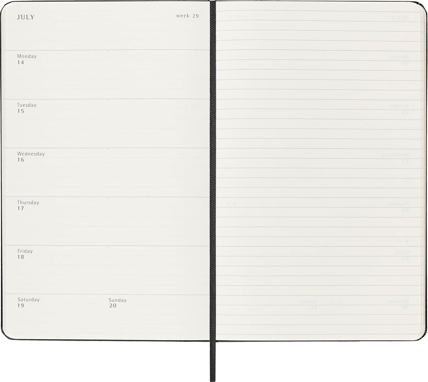 Moleskine Classic 18 Month 2025-2026 Weekly Planner, Hard Cover, Large (5" x 8.25"), Black, 208 pages