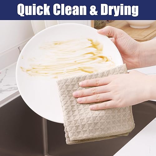 Miniatura 62 de Homaxy Trapos de cocina de microfibra con tejido de gofre, 12 x 12 pulgadas, ultra absorbentes y de color sólido, paños de cocina de secado rápido