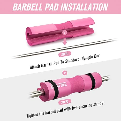 Miniatura 6 de G4Free Juego de 9 almohadillas para pesas para sentadillas, empujes de cadera, estocadas, día de piernas, barras olímpicas estándar con 2 correas de